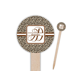 Leopard Print 6" Round Wooden Food Picks - Single Sided (Personalized)