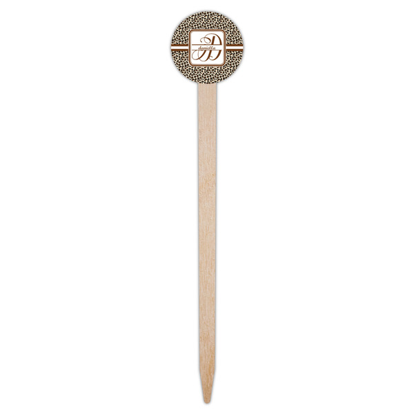 Leopard Print Wooden 6" Food Pick - Round - Single Pick