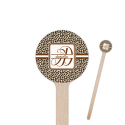Leopard Print 6" Round Wooden Stir Sticks - Single Sided (Personalized)