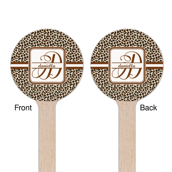 Leopard Print Wooden 6" Stir Stick - Round - Double Sided - Front & Back