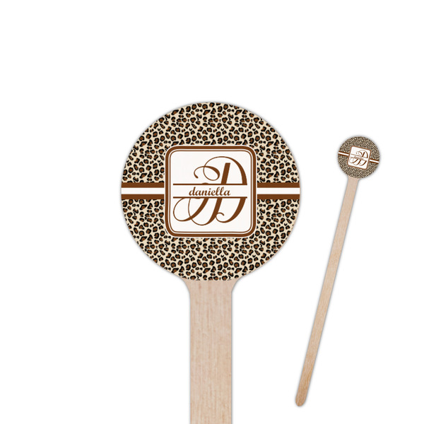 Custom Leopard Print 7.5" Round Wooden Stir Sticks - Single Sided (Personalized)