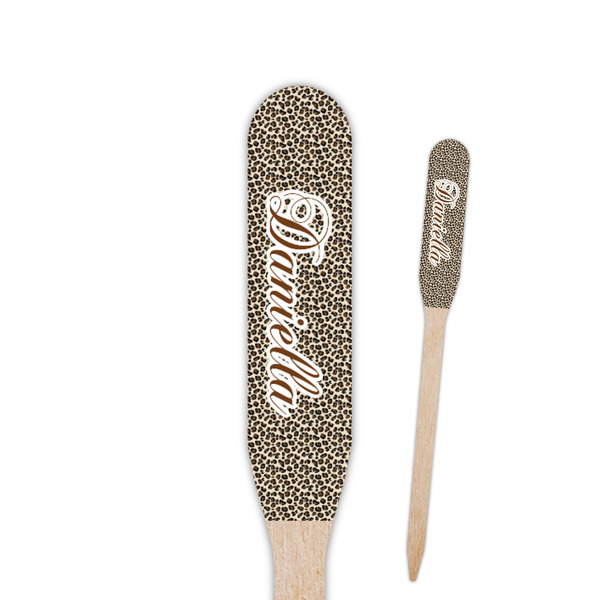 Custom Leopard Print Paddle Wooden Food Picks - Single Sided (Personalized)