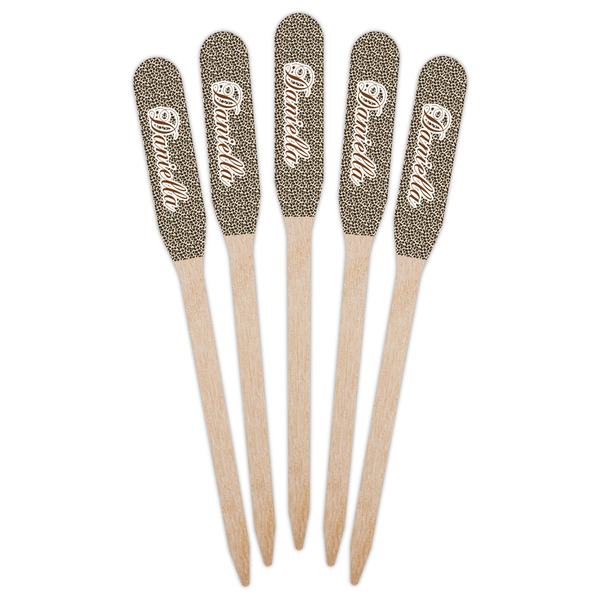 Leopard Print Wooden Food Pick - Paddle - Fan View