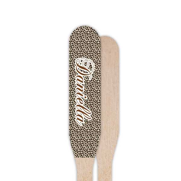 Leopard Print Wooden Food Pick - Paddle - Single Sided - Front & Back