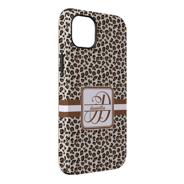 Custom Leopard Print iPhone Case - Rubber Lined - iPhone 14 Plus (Personalized)