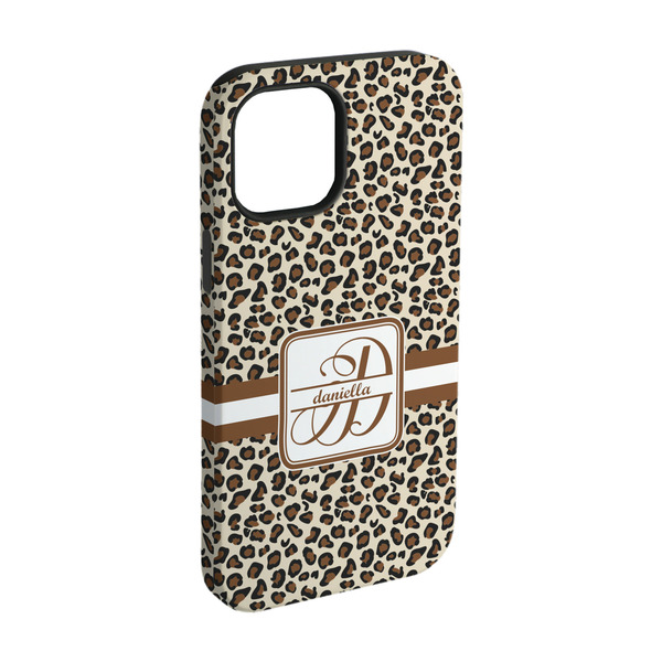 Custom Leopard Print iPhone Case - Rubber Lined - iPhone 15 (Personalized)