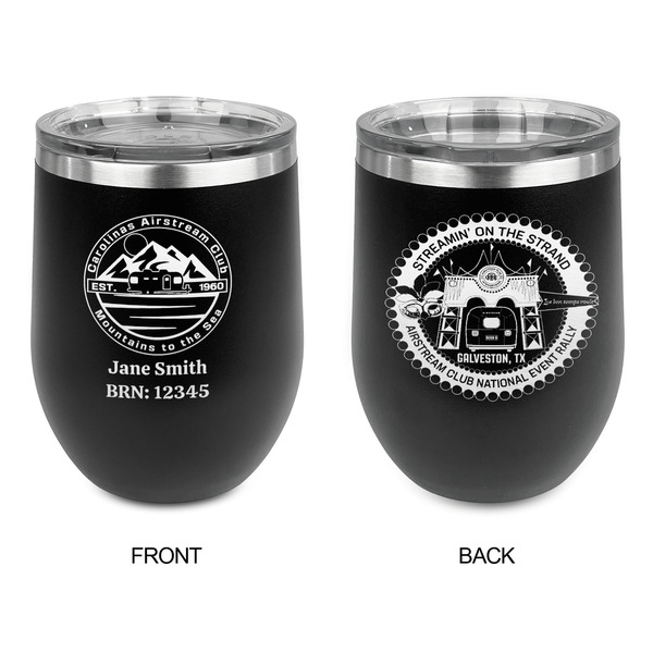 Carolina Airstream Club Stainless Wine Tumblers - Black - Double Sided - Approval