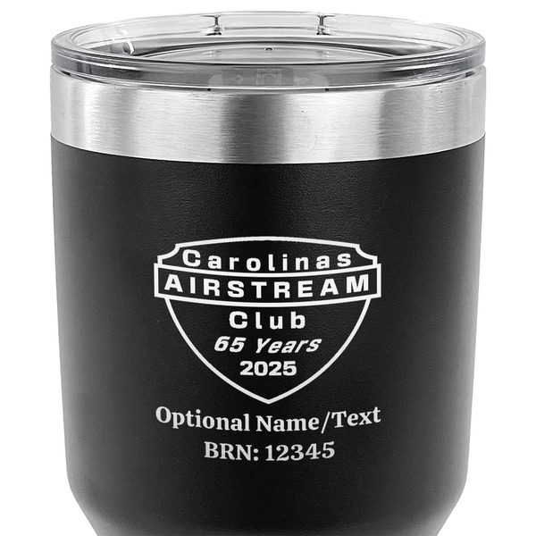 65th Anniversary of  the Carolina Airstream Club 30 oz Stainless Steel Ringneck Tumbler - Black - CLOSE UP