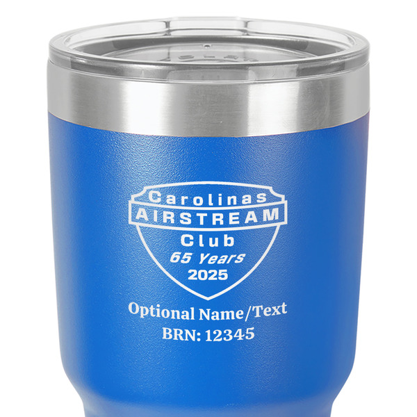 65th Anniversary of  the Carolina Airstream Club 30 oz Stainless Steel Ringneck Tumbler - Blue - Close Up