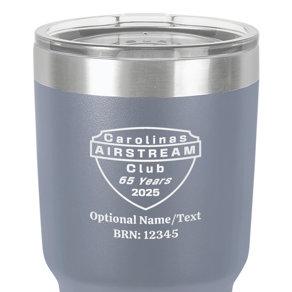 65th Anniversary of  the Carolina Airstream Club 30 oz Stainless Steel Ringneck Tumbler - Grey - Close Up