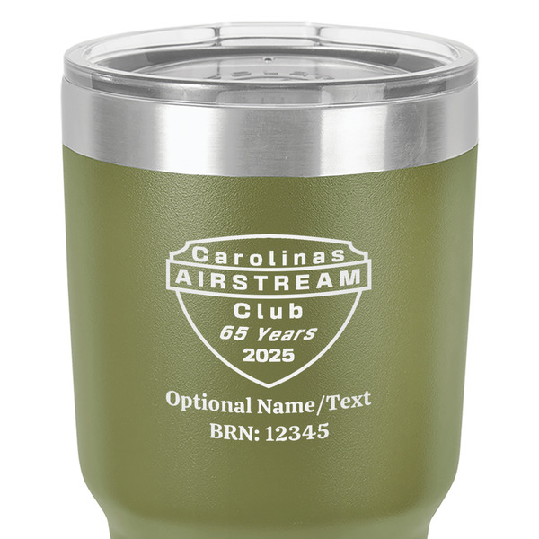 65th Anniversary of  the Carolina Airstream Club 30 oz Stainless Steel Ringneck Tumbler - Olive - Close Up