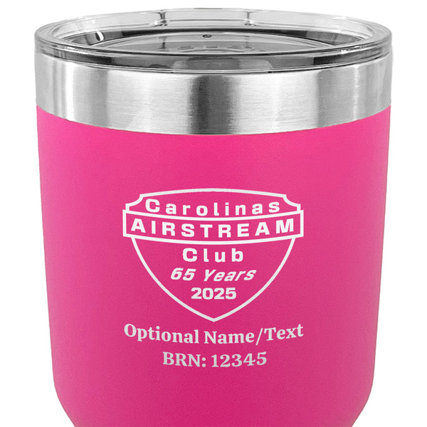 65th Anniversary of  the Carolina Airstream Club 30 oz Stainless Steel Ringneck Tumbler - Pink - CLOSE UP