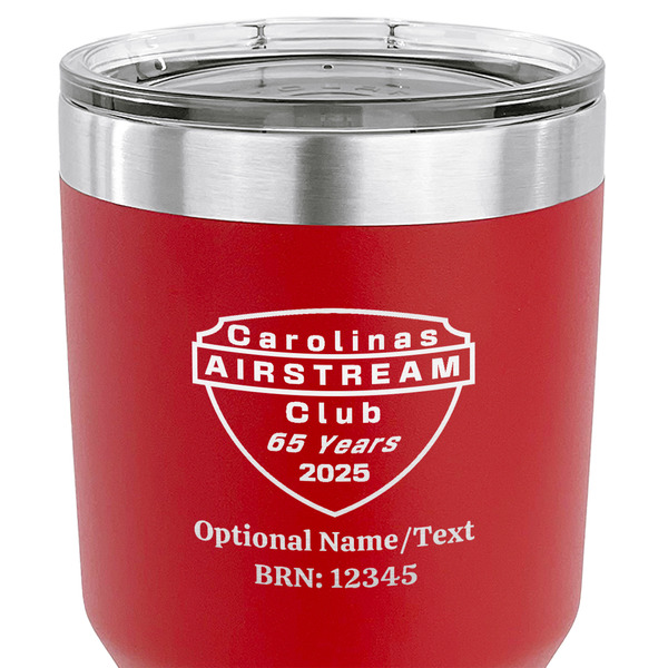 65th Anniversary of  the Carolina Airstream Club 30 oz Stainless Steel Ringneck Tumbler - Red - CLOSE UP