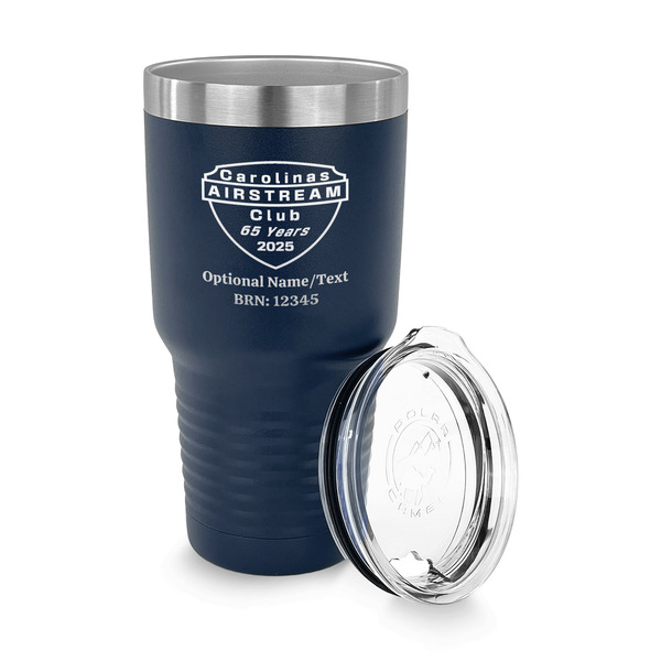 65th Anniversary of  the Carolina Airstream Club 30 oz Stainless Steel Ringneck Tumblers - Navy - LID OFF