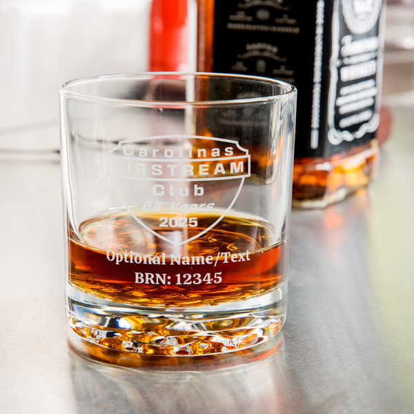 65th Anniversary of  the Carolina Airstream Club Whiskey Glass - Jack Daniel's Bar - In Use
