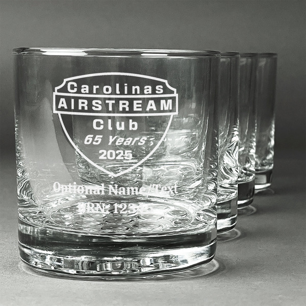 Custom 65th Anniversary of  the Carolina Airstream Club Whiskey Glasses - Engraved - Set of 4