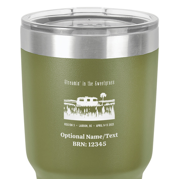 Region 3 - 2025 Rally 30 oz Stainless Steel Ringneck Tumbler - Olive - Close Up