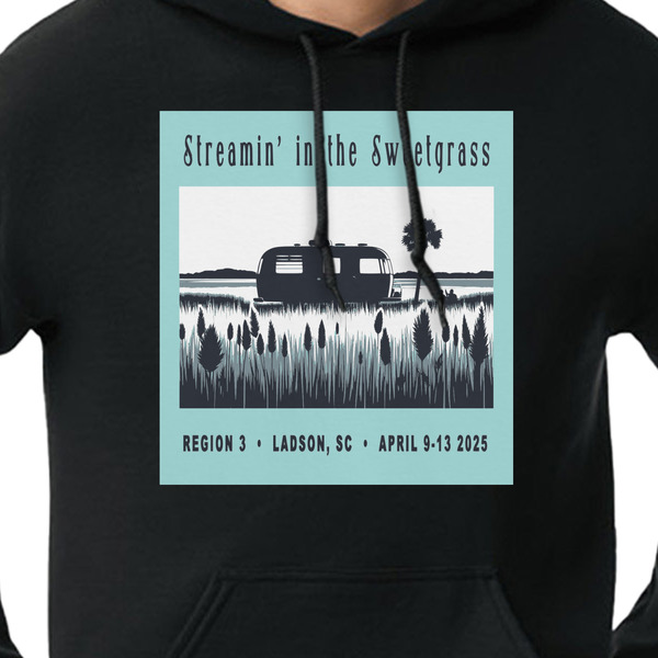 Region 3 - 2025 Rally Black Hoodie on Model - CloseUp