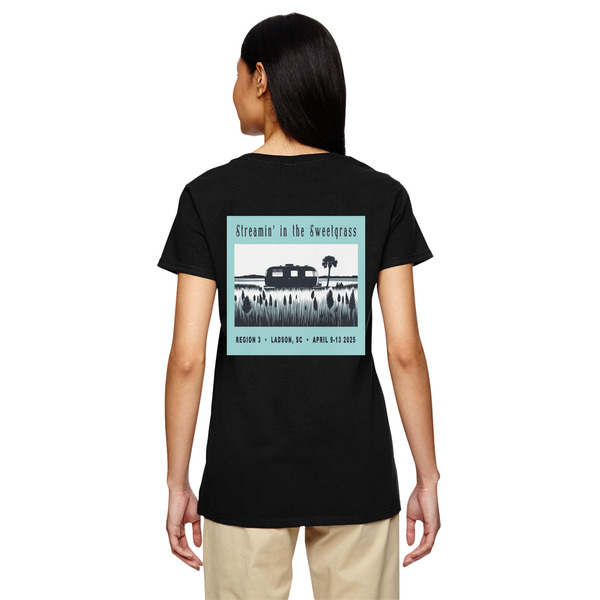 Region 3 - 2025 Rally Black V-Neck T-Shirt on Model - Back