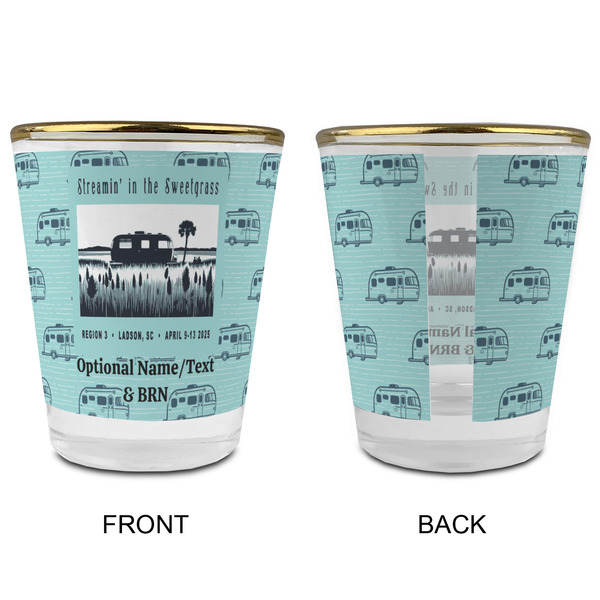 Region 3 - 2025 Rally Glass Shot Glass - Gold Rim - Front & Back