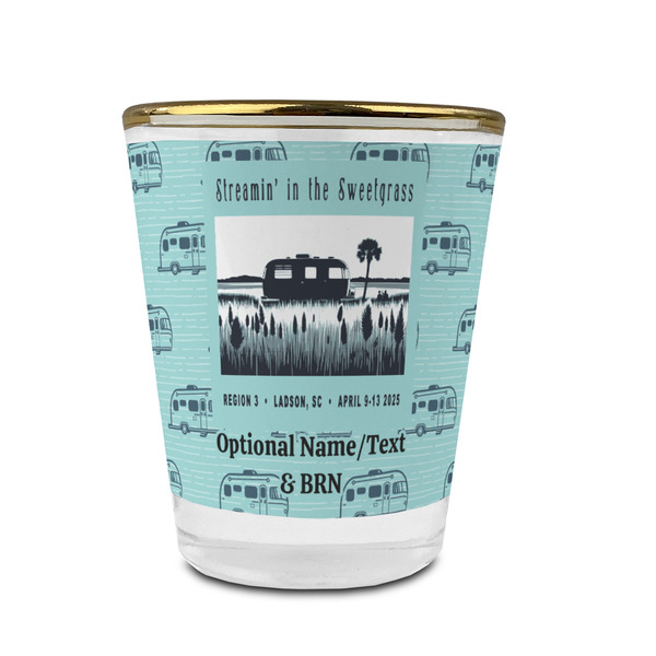 Region 3 - 2025 Rally Glass Shot Glass - Gold Rim - Front