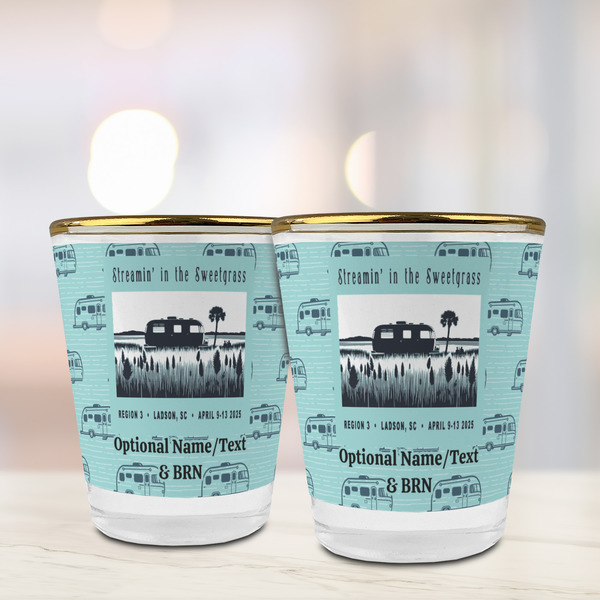 Region 3 - 2025 Rally Glass Shot Glass - Gold Rim - Lifestyle