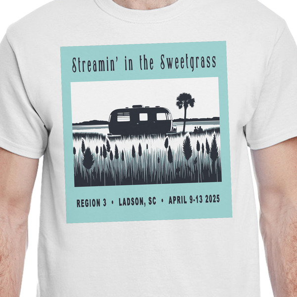 Region 3 - 2025 Rally White Crew T-Shirt on Model - CloseUp