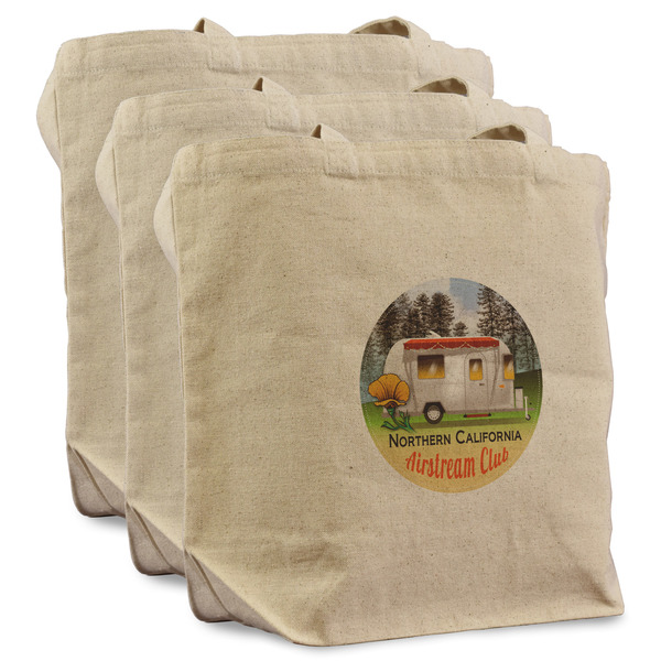 Northern California Airstream Club 3 Reusable Cotton Grocery Bags - Front View
