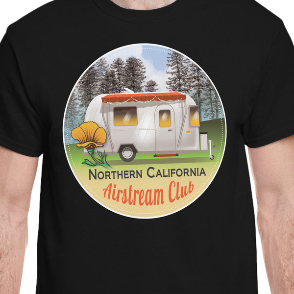 Northern California Airstream Club Black Crew T-Shirt on Model - CloseUp