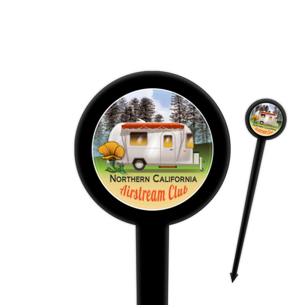 Custom Northern California Airstream Club 4" Round Plastic Food Picks - Black - Single-Sided