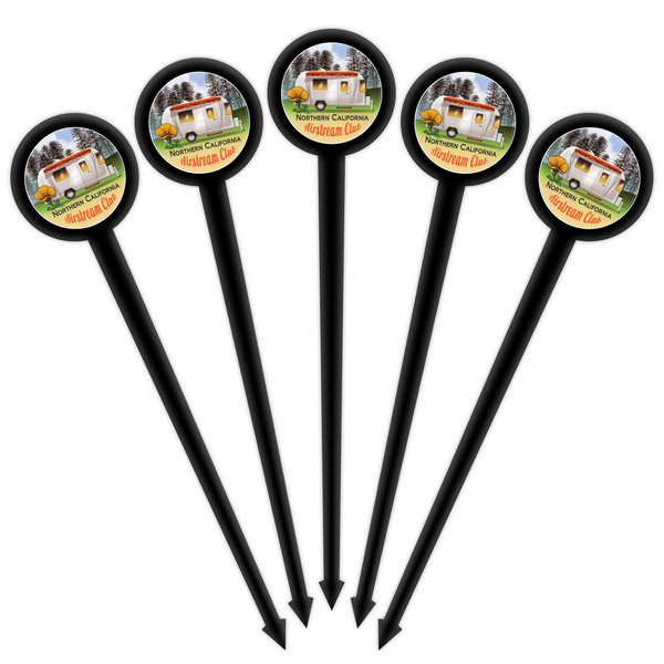 Northern California Airstream Club Black Plastic 4" Food Pick - Round - Fan View