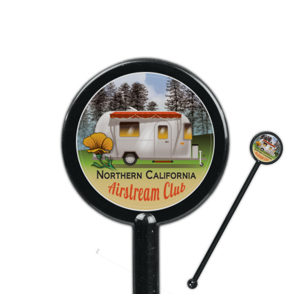 Custom Northern California Airstream Club 5.5" Round Plastic Stir Sticks - Black - Double-Sided