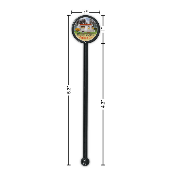 Northern California Airstream Club Black Plastic 5.5" Stir Stick - Round - Dimensions