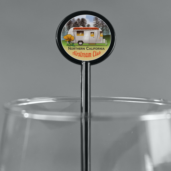 Northern California Airstream Club Black Plastic 5.5" Stir Stick - Round - Main