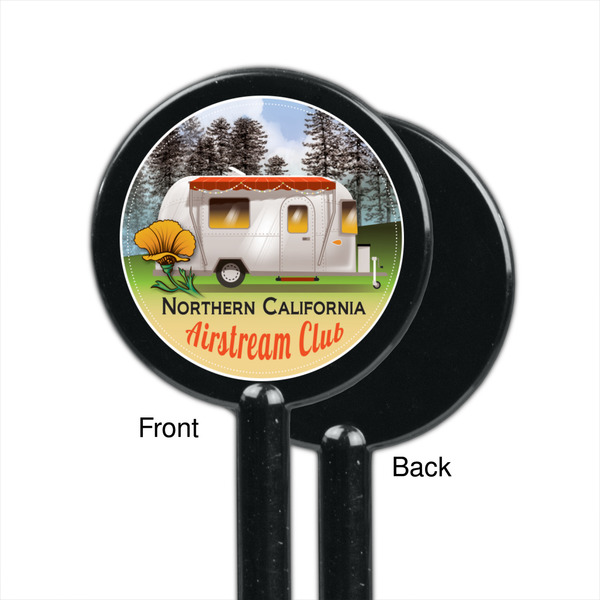Northern California Airstream Club Black Plastic 5.5" Stir Stick - Single Sided - Round - Front & Back
