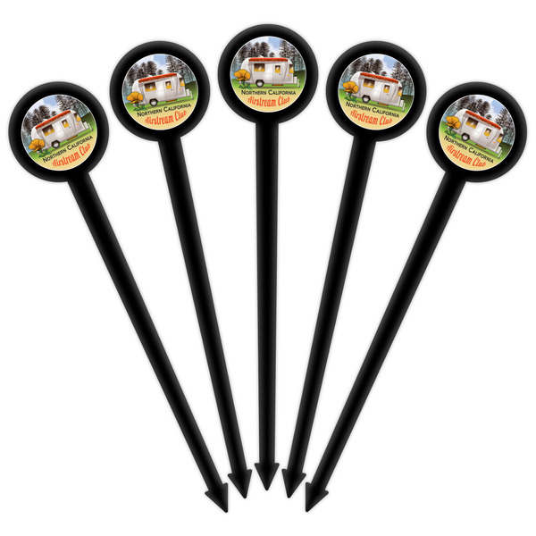 Northern California Airstream Club Black Plastic 6" Food Pick - Round - Fan View