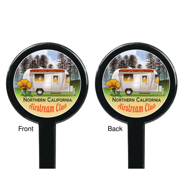 Northern California Airstream Club Black Plastic 7" Stir Stick - Double Sided - Round - Front & Back