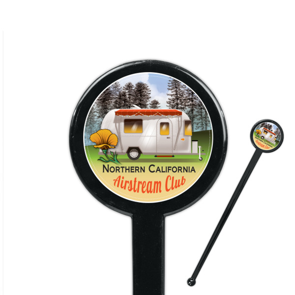 Custom Northern California Airstream Club 7" Round Plastic Stir Sticks - Black - Double-Sided