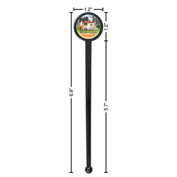Northern California Airstream Club Black Plastic 7" Stir Stick - Round - Dimensions