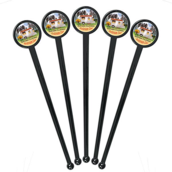 Northern California Airstream Club Black Plastic 7" Stir Stick - Round - Fan View
