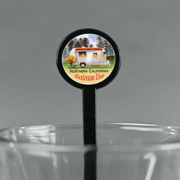 Northern California Airstream Club Black Plastic 7" Stir Stick - Round - Main