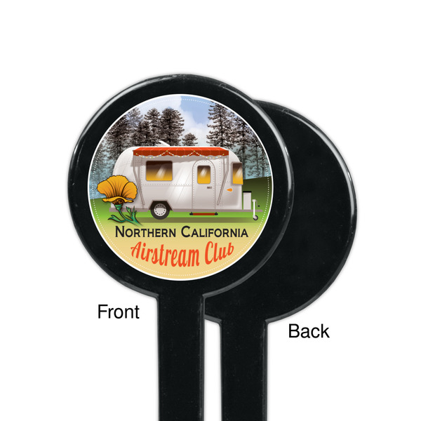 Northern California Airstream Club Black Plastic 7" Stir Stick - Single Sided - Round - Front & Back