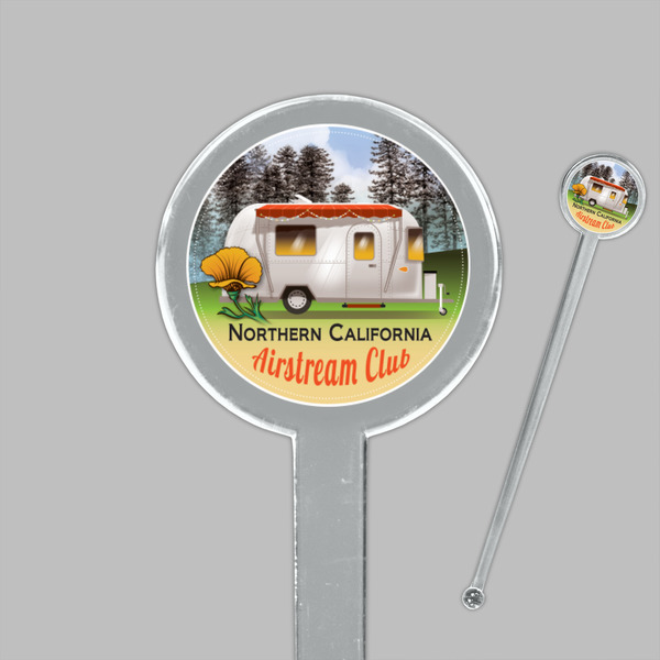 Northern California Airstream Club Clear Plastic 7" Stir Stick - Round - Closeup