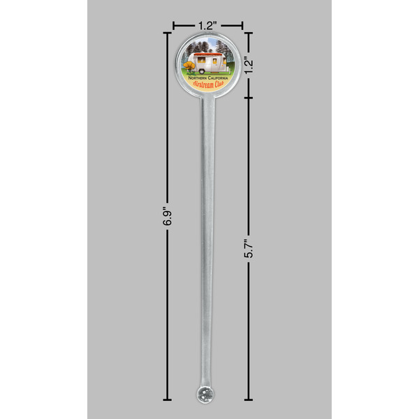 Northern California Airstream Club Clear Plastic 7" Stir Stick - Round - Dimensions