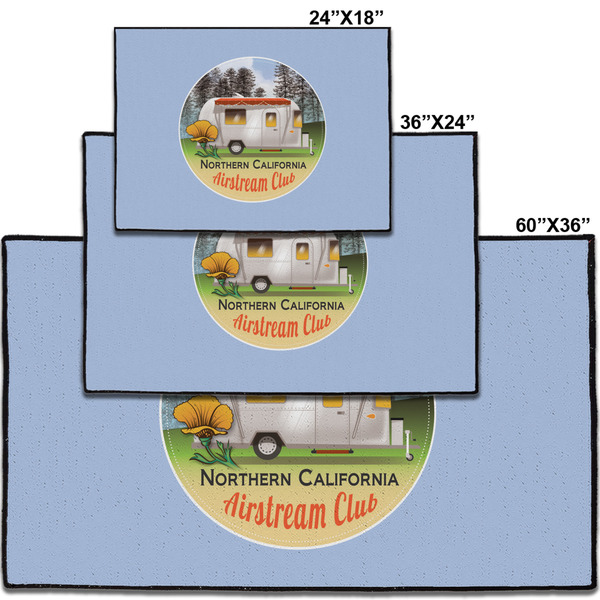 Northern California Airstream Club Door Mats - Size Comparison
