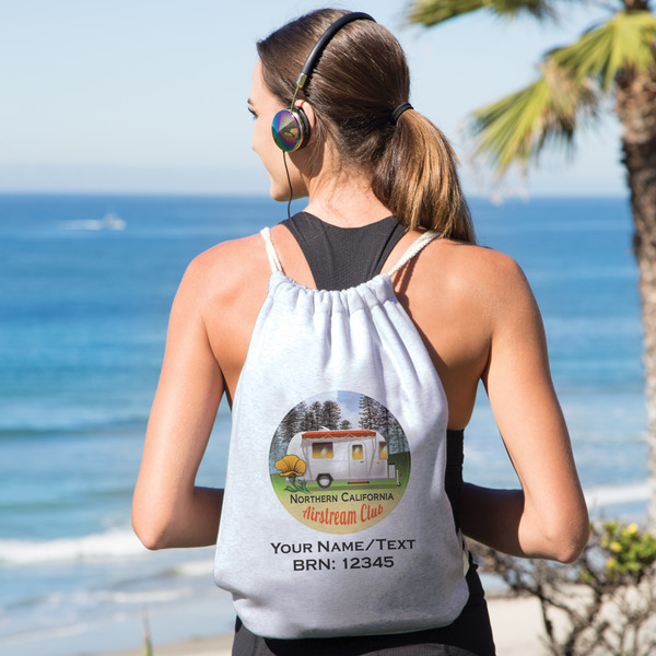 Northern California Airstream Club Drawstring Backpacks - Sweatshirt Fleece - Double Sided - LIFESTYLE