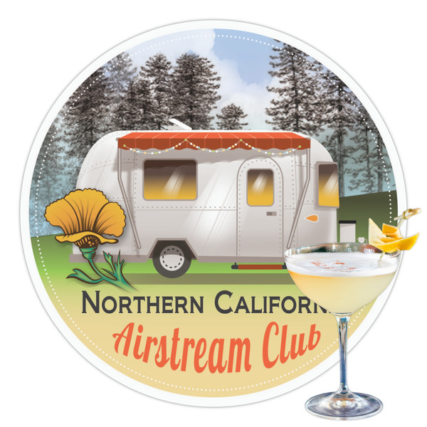 Custom Northern California Airstream Club Printed Drink Topper - 3.5"