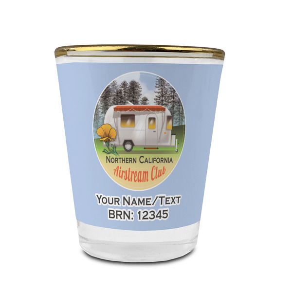 Northern California Airstream Club Glass Shot Glass - Gold Rim - Front