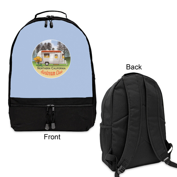 Northern California Airstream Club Large Backpack - Black - Front & Back View