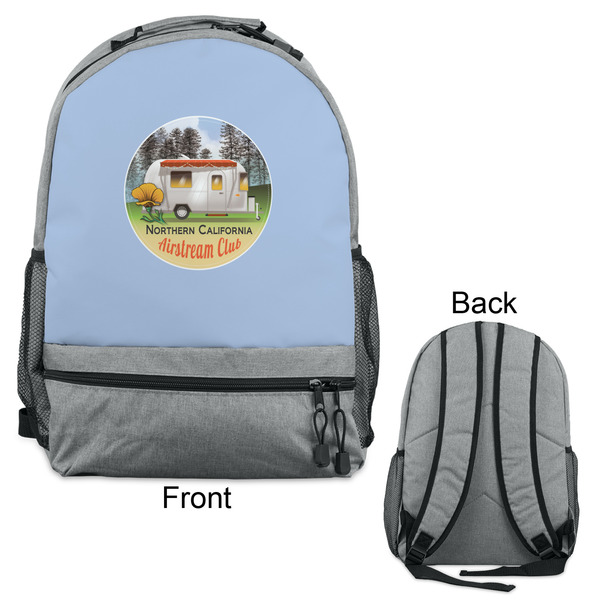 Northern California Airstream Club Large Backpack - Gray - Front & Back View